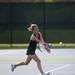 Huron No 2 doubles player Laura Hanselman hits a ball while playing Pioneer on Tuesday, May 7. Daniel Brenner I AnnArbor.com